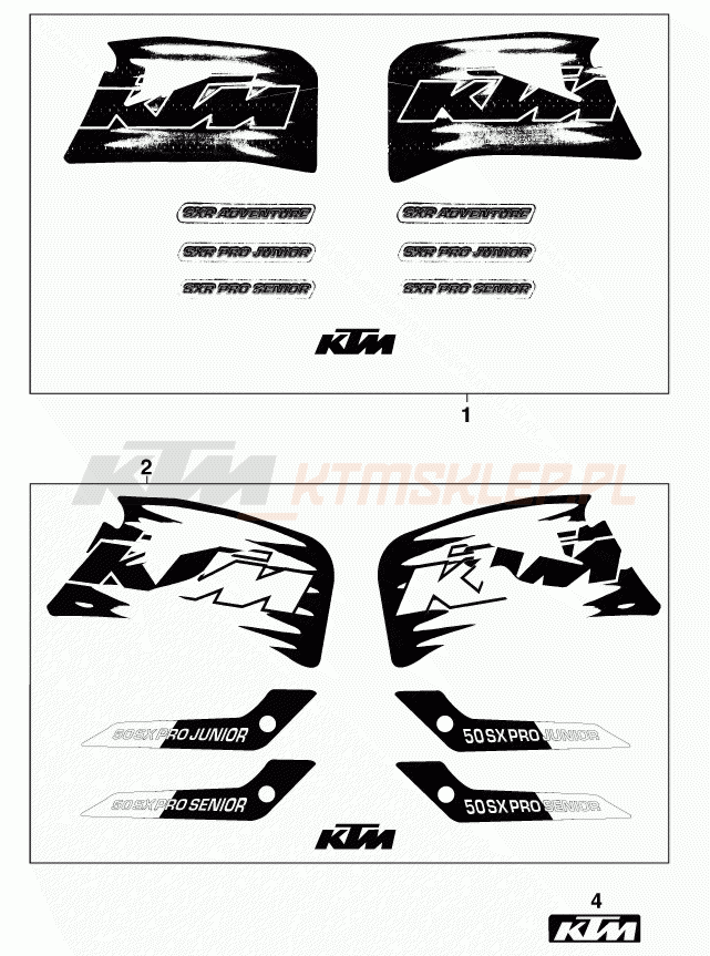 Schemat "naklejki" do KTM 50 SX PRO JUNIOR