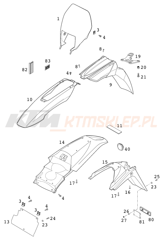 Schemat "czasza, błotniki" do KTM 640 LC 4 - SILBER