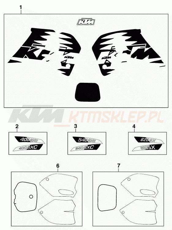 Schemat "naklejki" do KTM 620 SX