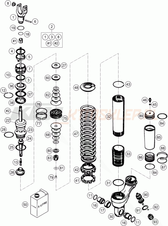 Schemat "amortyzator tył spis części" do KTM 660 RALLYE FACTORY REPL.