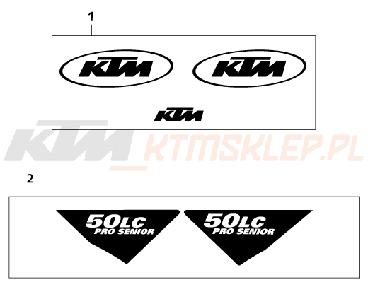 Schemat "naklejki" do KTM 50 SX PRO SENIOR LC