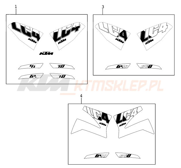Schemat "naklejki" do KTM 400 LC4-E