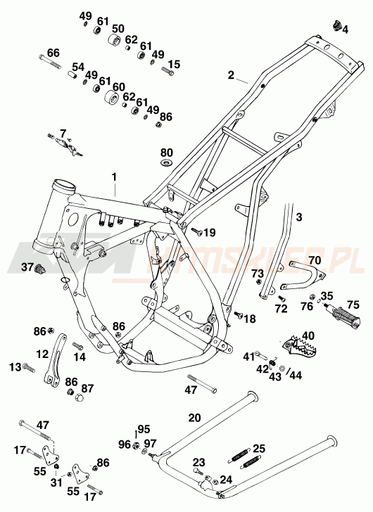Schemat "rama" do KTM 125 E-XC