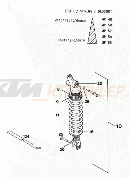 Schemat "amortyzator tył" do KTM 300 MXC
