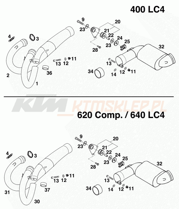 Schemat "układ wydechowy" do KTM 620 LC-4 Competition