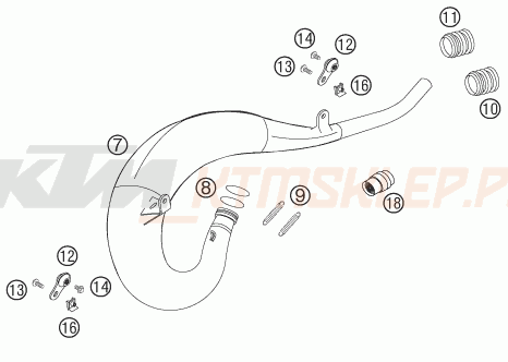 Schemat "układ wydechowy" do KTM 200 EXC