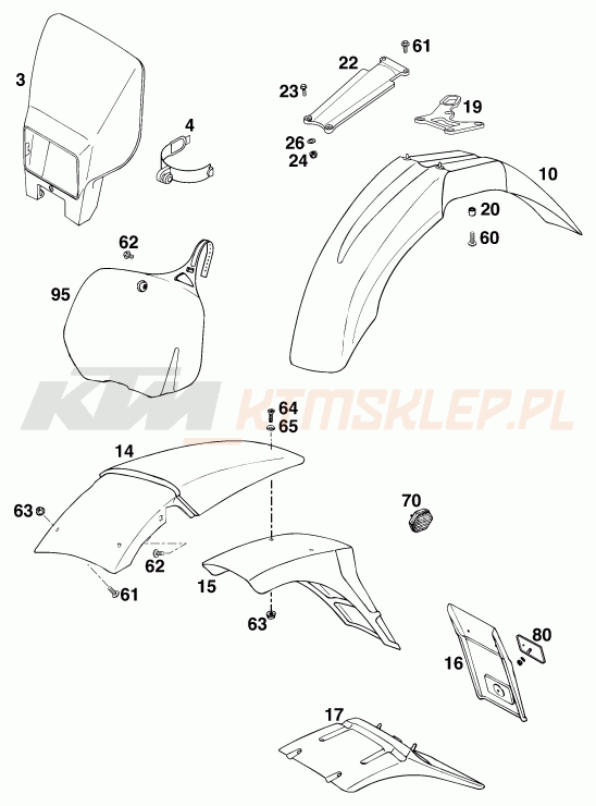 Schemat "czasza, błotniki" do KTM 360 EXC M/Ö