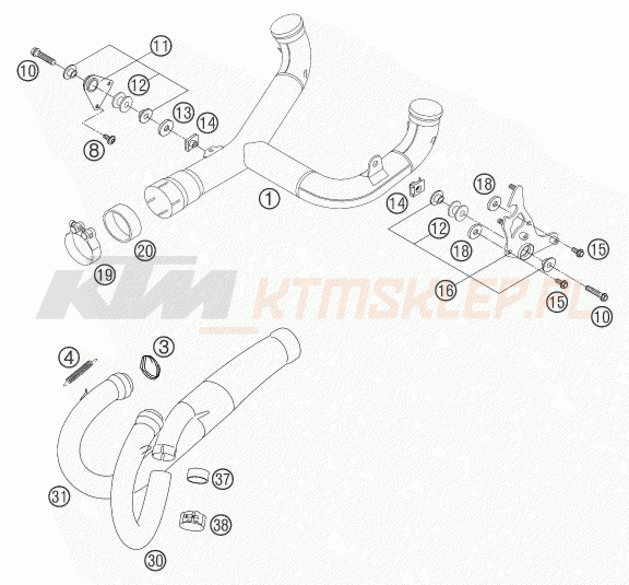 Schemat "układ wydechowy" do KTM 640 DUKE II