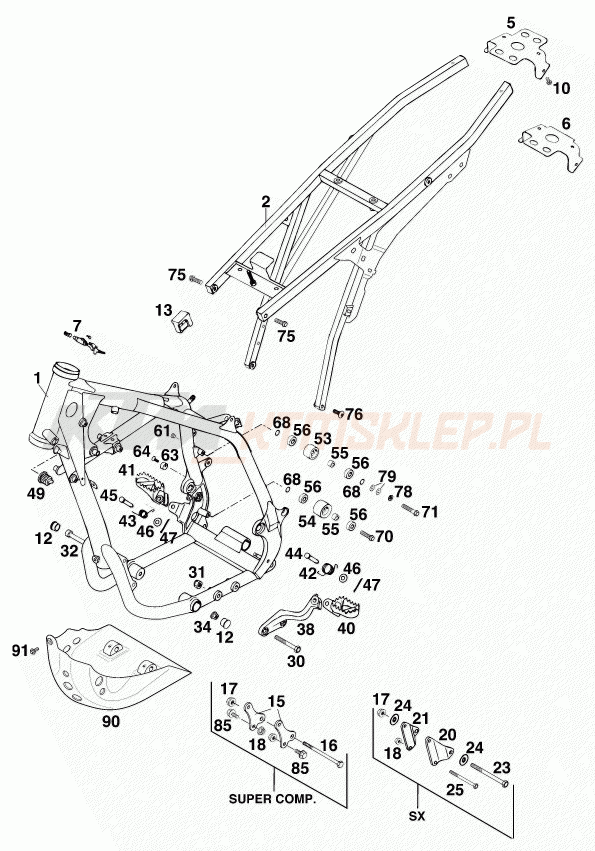 Schemat "rama" do KTM 400 SUP-COMP WP 14KW