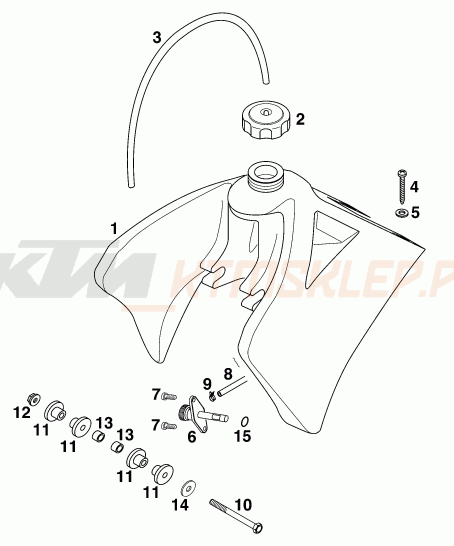 Schemat "zbiornik paliwa, siedzenie, pokrowiec" do KTM 50 MINI ADVENTURE