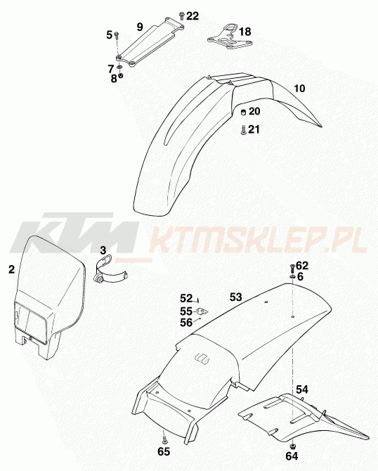 Schemat "czasza, błotniki" do KTM 400 SX-C