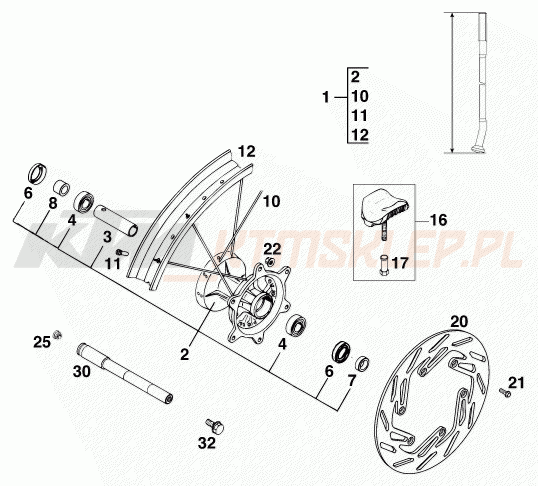 Schemat "koło przód" do KTM 620 SX