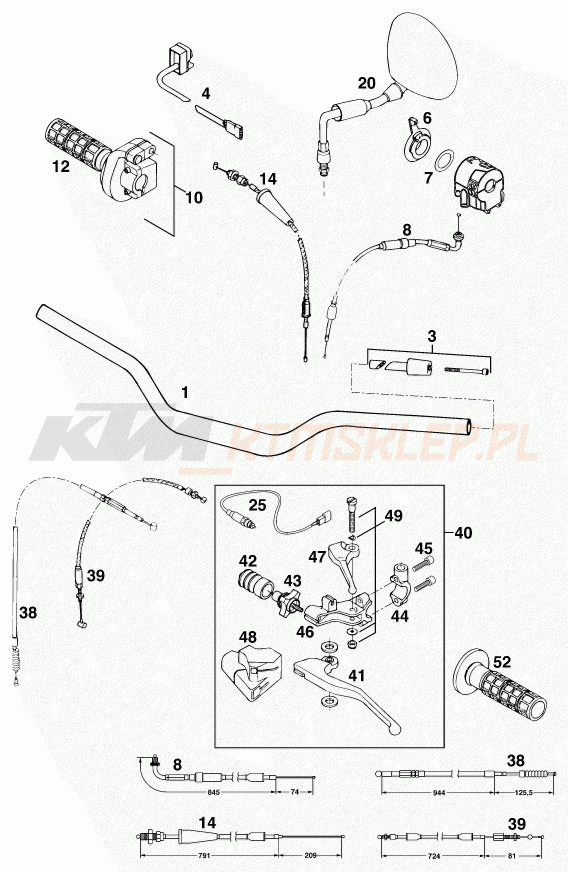 Schemat "kierownica i osprzęt" do KTM 620 DUKE-E 37KW