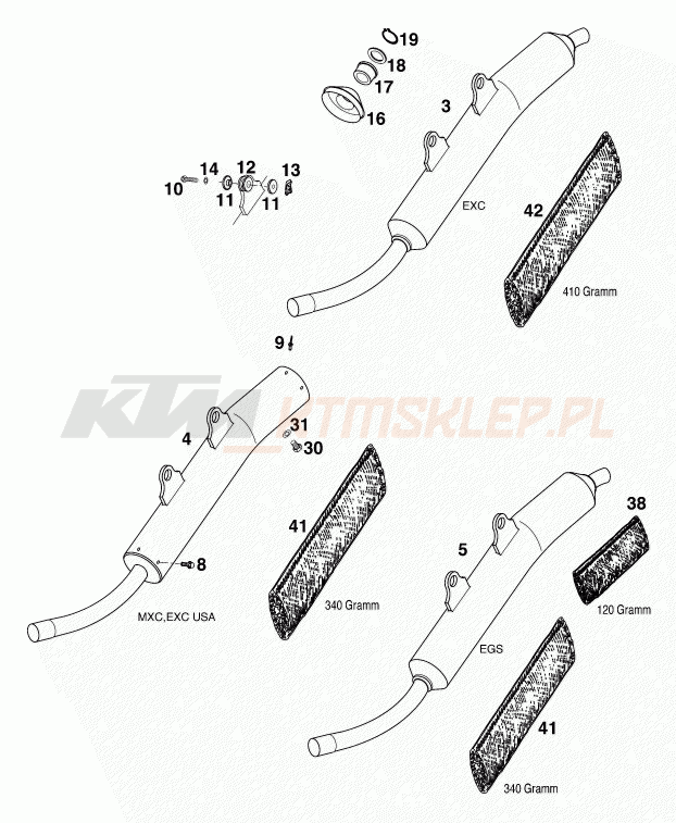 Schemat "MAIN SILENCER" do KTM 200 EGS 8kW