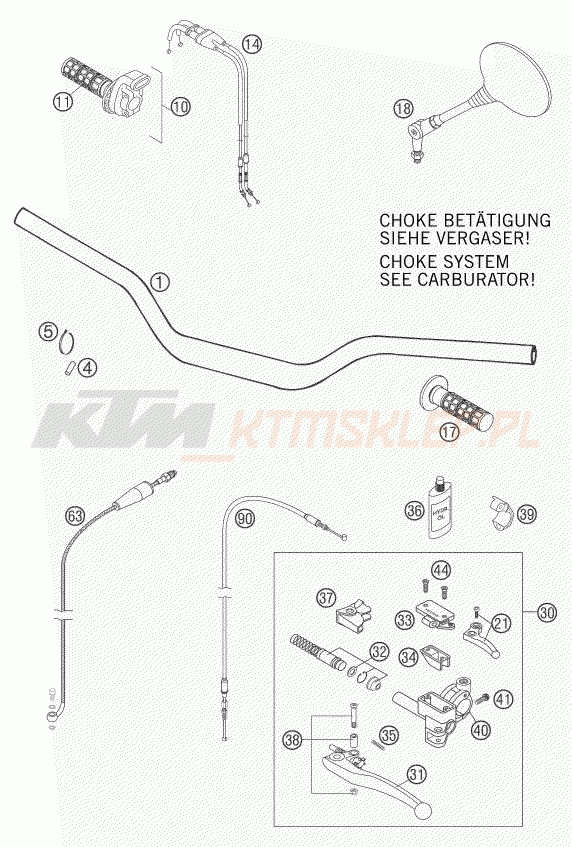 Schemat "kierownica i osprzęt" do KTM 625 SMC