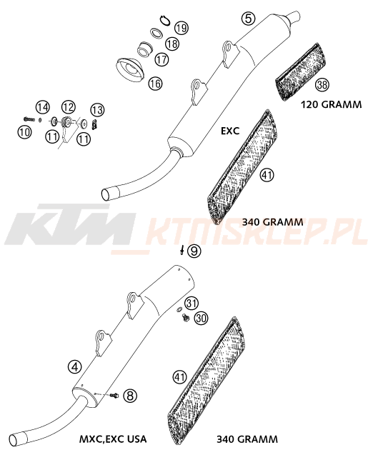 Schemat "MAIN SILENCER" do KTM 200 EXC - GS
