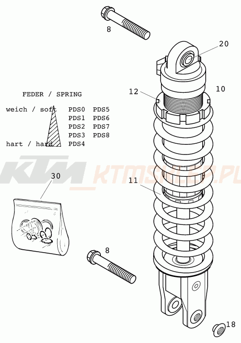 Schemat "amortyzator tył" do KTM 125 SX