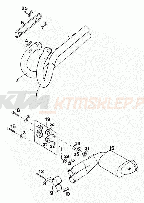 Schemat "układ wydechowy" do KTM 620 DUKE 37KW