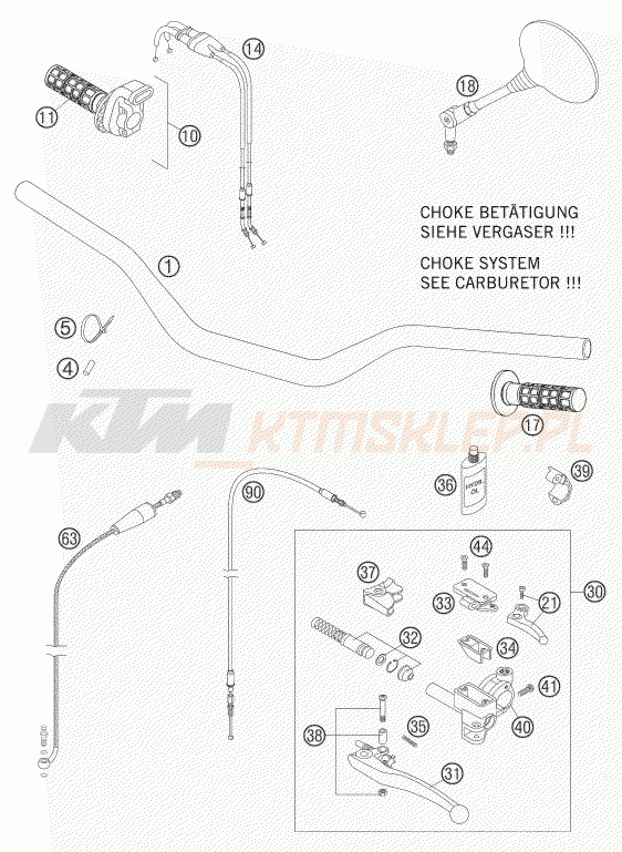 Schemat "kierownica i osprzęt" do KTM 625 SXC