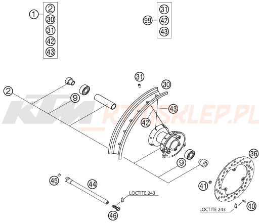 Schemat "koło przód" do KTM 65 SX