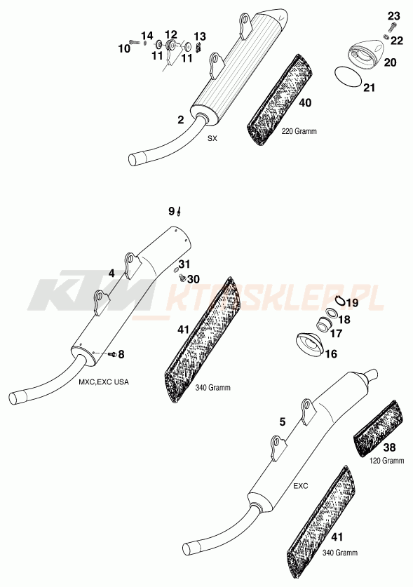 Schemat "MAIN SILENCER" do KTM 380 SX