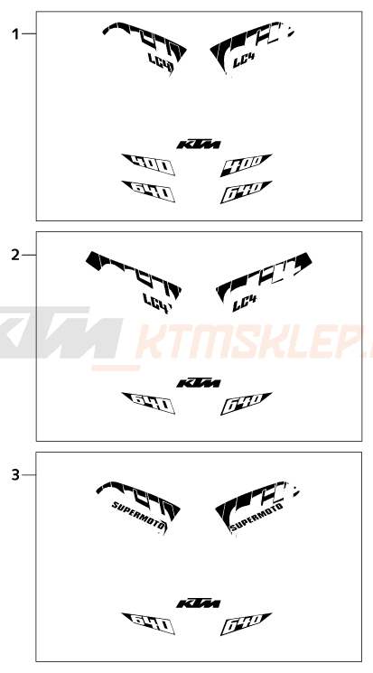 Schemat "naklejki" do KTM 640 LC 4 - SILBER