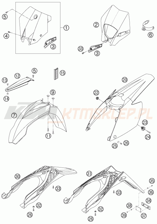 Schemat "czasza, błotniki" do KTM 300 EXC SIX-DAYS