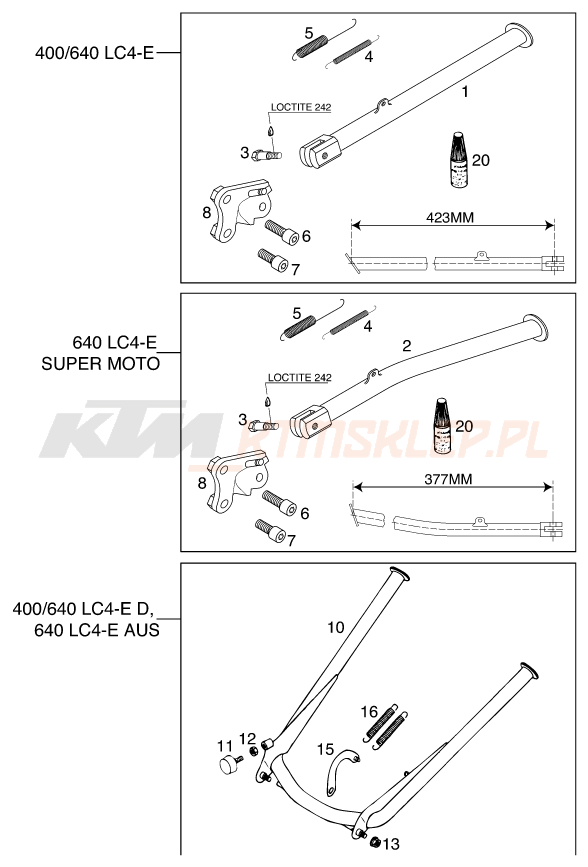 Schemat "stopki postojowe" do KTM 400 LC4-E