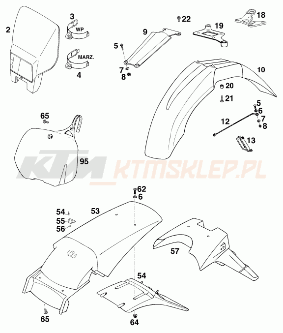 Schemat "czasza, błotniki" do KTM 620 SUPER-COMP 4T
