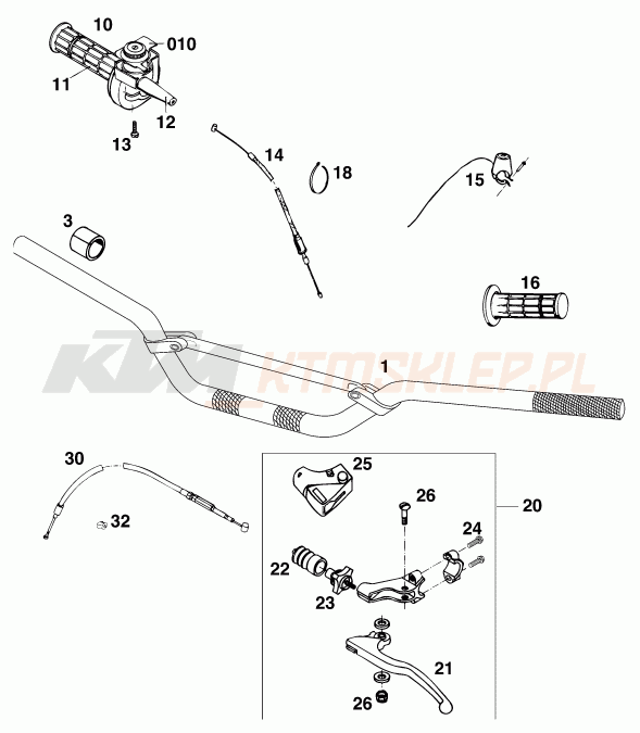 Schemat "kierownica i osprzęt" do KTM 440 E-XC WP