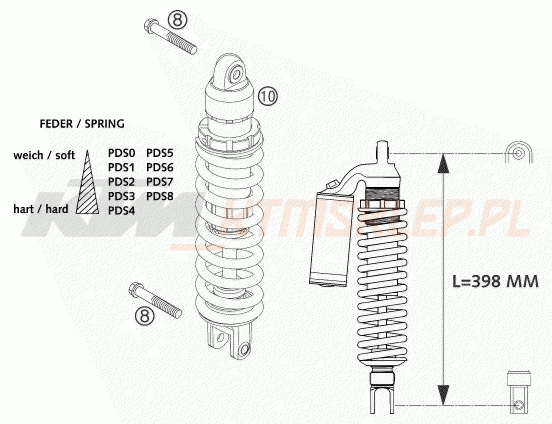 Schemat "amortyzator tył" do KTM 450 SMS