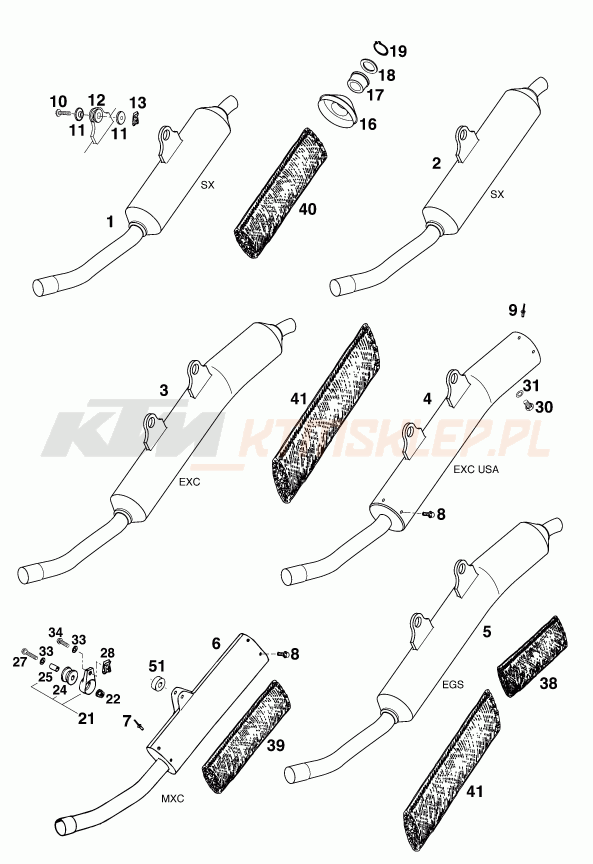 Schemat "MAIN SILENCER" do KTM 300 EGS M/Ö 12KW
