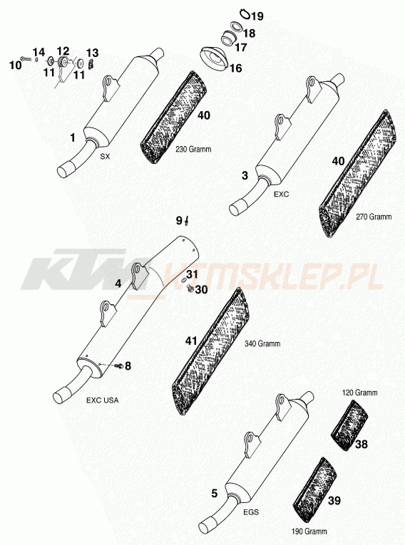 Schemat "MAIN SILENCER" do KTM 125 EGS 6KW