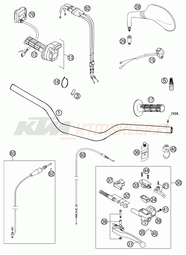 Schemat "kierownica i osprzęt" do KTM 400 EXC RACING SIX-DAYS