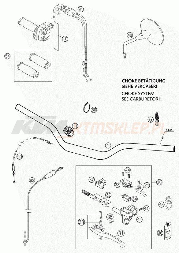 Schemat "kierownica i osprzęt" do KTM 660 RALLYE FACTORY REPL.