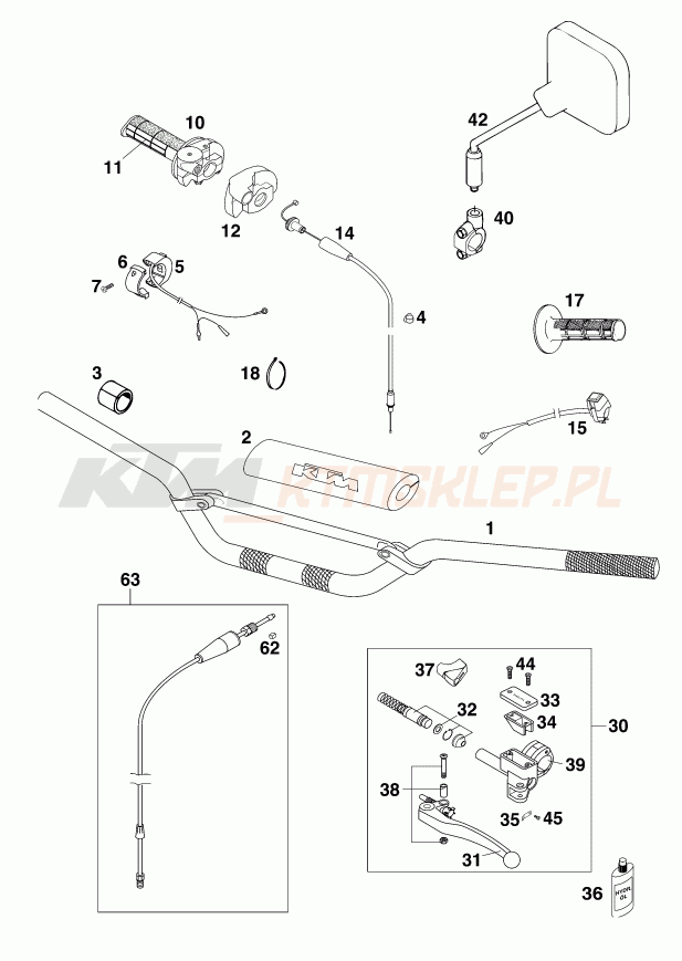 Schemat "kierownica i osprzęt" do KTM 250 SX