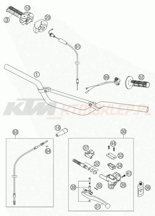 Schemat "kierownica i osprzęt" do KTM 85 SX