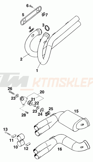 Schemat "układ wydechowy" do KTM 400 SUPER-COMP WP