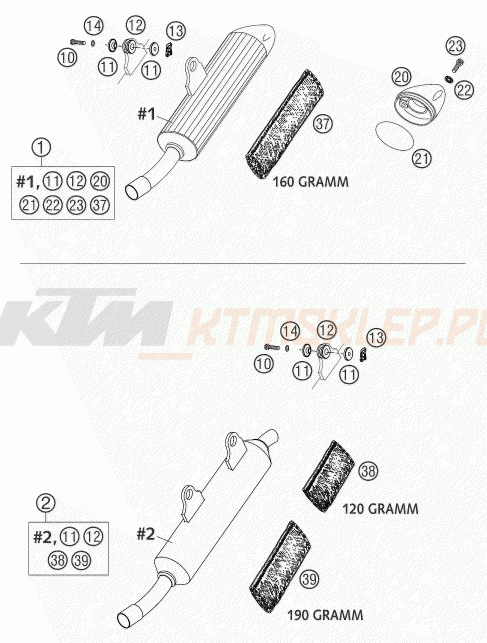 Schemat "MAIN SILENCER" do KTM 125 EXC