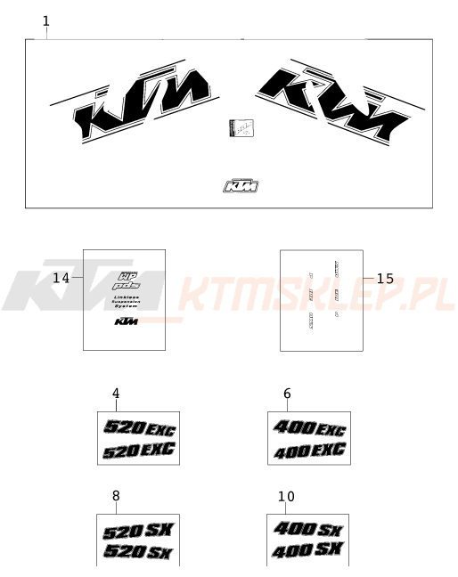 Schemat "naklejki" do KTM 400 EXC RACING