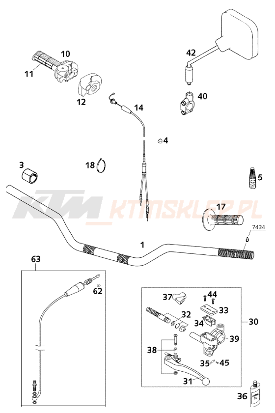 Schemat "kierownica i osprzęt" do KTM 125 SUPERMOTO 1
