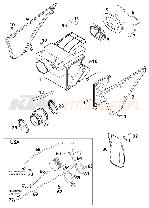 Schemat "filtr powietrza" do KTM 640 LC4-E SUPER-MOTO