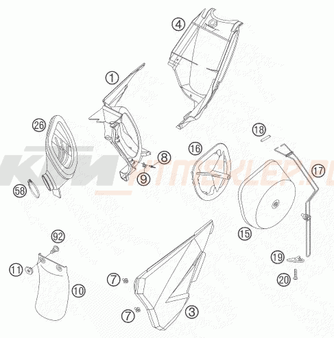 Schemat "filtr powietrza" do KTM 85 SX 19/16