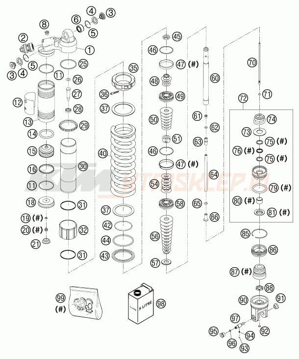 Schemat "amortyzator tył" do KTM 300 EXC SIX-DAYS