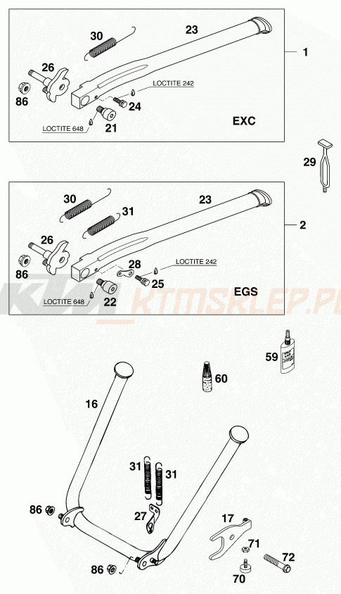 Schemat "stopki postojowe" do KTM 125 EGS 6KW