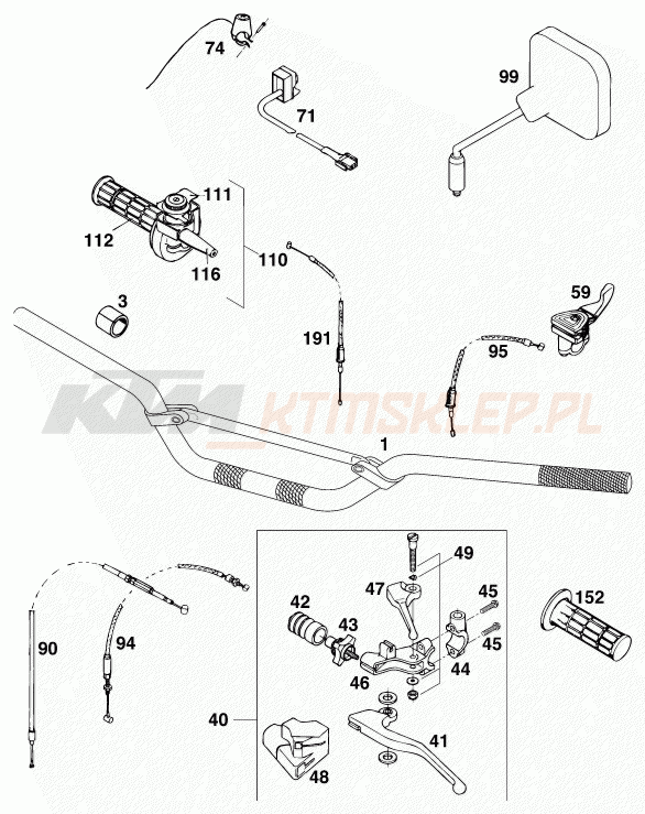 Schemat "kierownica i osprzęt" do KTM 400 SUP-COMP WP 18KW