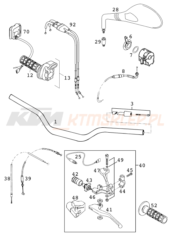Schemat "kierownica i osprzęt" do KTM 640 DUKE II ROT