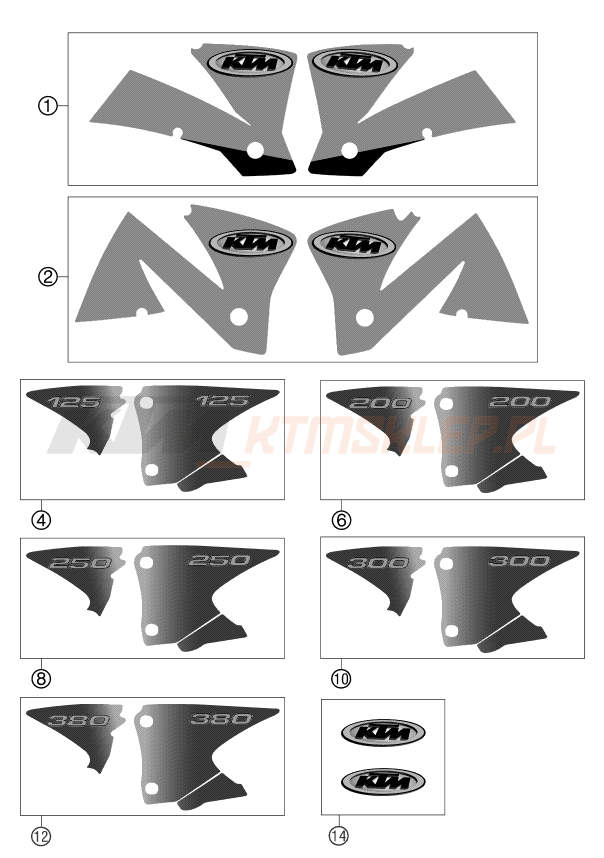 Schemat "naklejki" do KTM 125 SX