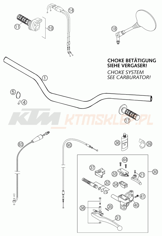 Schemat "kierownica i osprzęt" do KTM 625 SMC