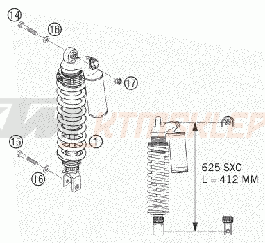 Schemat "amortyzator tył" do KTM 625 SXC
